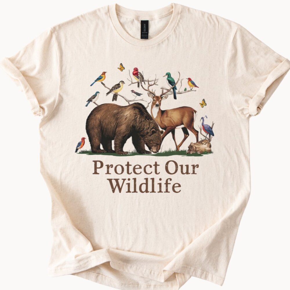 Protect Our Wildlife T-Shirt Wildlife Conservation Tee Nature Lover Shirt Ivory